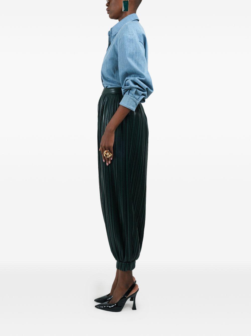 Pantaloni plissettati con polsini in verde Rowen Rose - donna 
