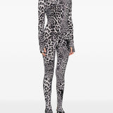 Tuta a collo alto con stampa leopardata in grigio Norma kamali - donna 