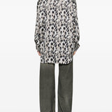 Camicia con collo basso in beige e nero R13 - donna 