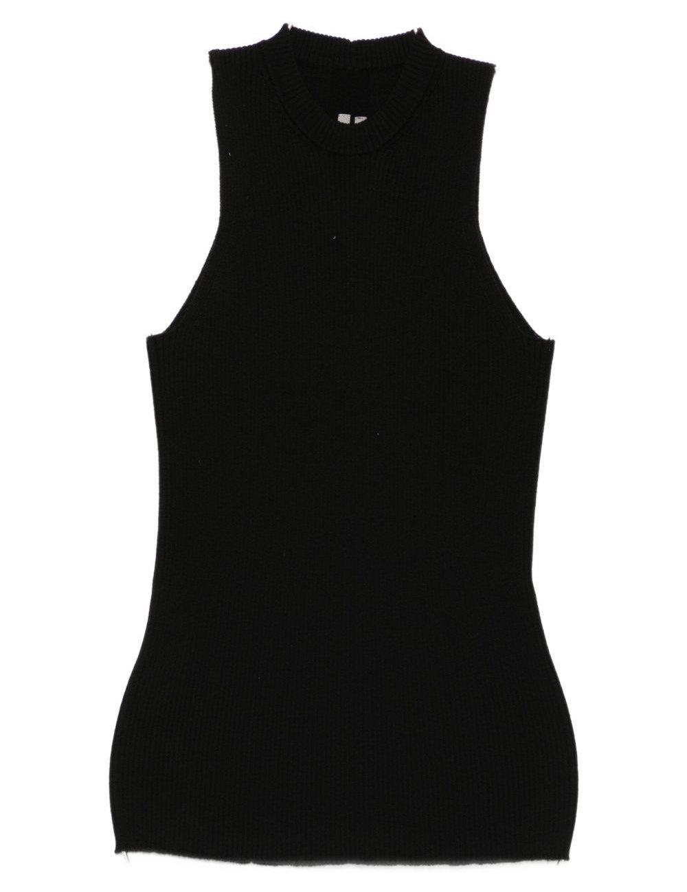Top a coste a collo alto in nero Rick owens - donna 