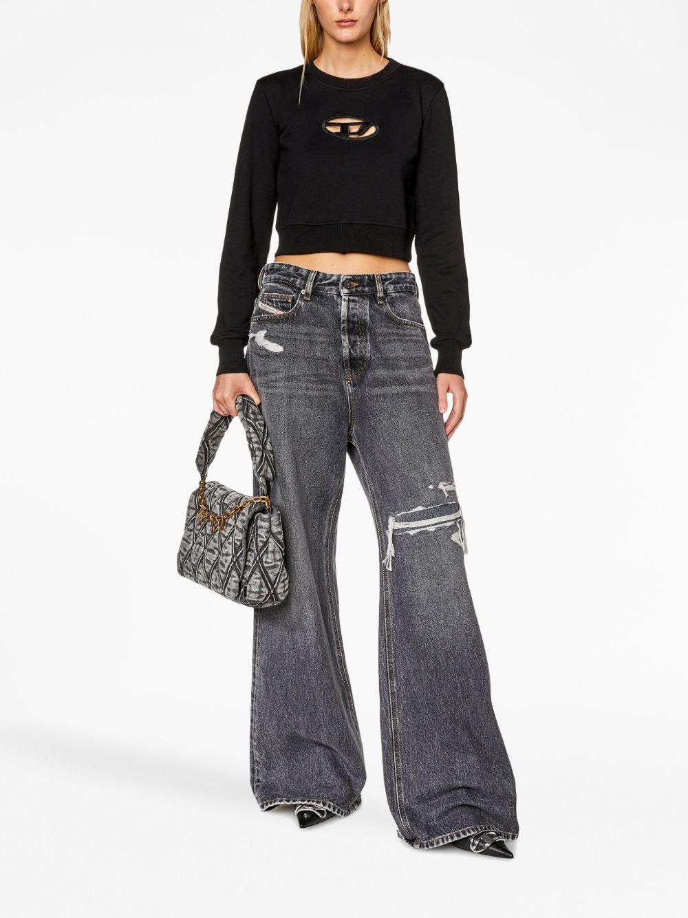 Felpa crop con logo in nero - DIESEL donna 