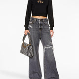 Felpa crop con logo in nero - DIESEL donna 