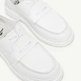 Mocassini in pelle in bianco MM6 x Dr. Martens - donna 