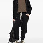 Felpa con cappuccio e zip in nero Rick owens drkshdw - uomo 