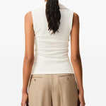 Top Lavalliere con foulard in avorio 
