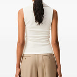 Top Lavalliere con foulard in avorio 