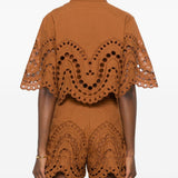 Camicia cropped in broderie-anglaise storm in marrone Charo ruiz ibiza 1989 - donna 
