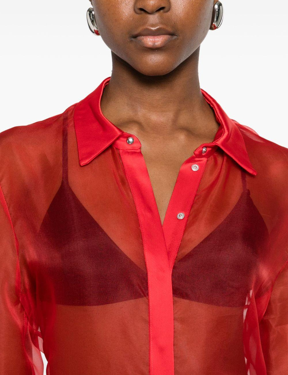 Camicia semi trasparente in rosso David Koma - donna 