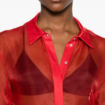 Camicia semi trasparente in rosso David Koma - donna 