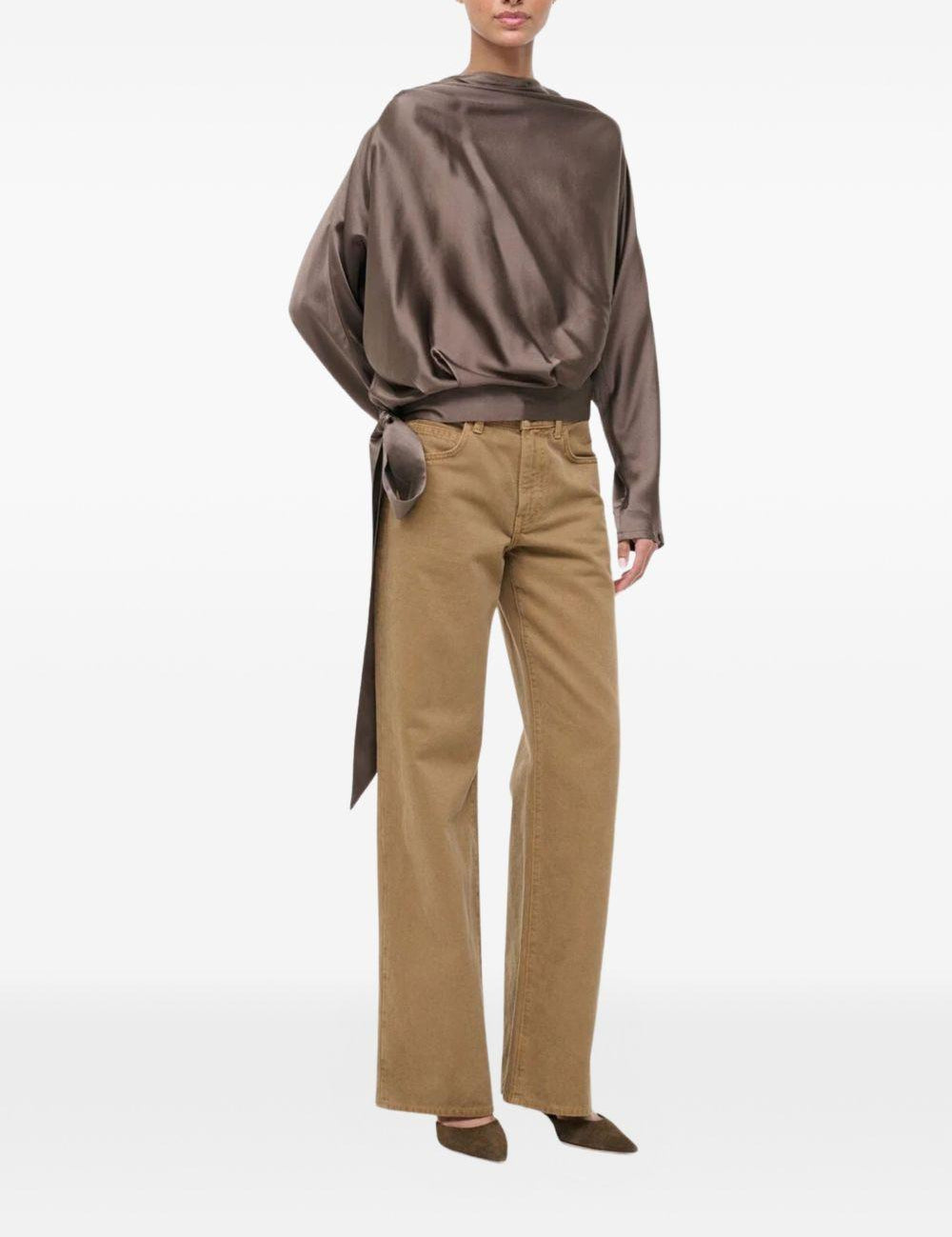 BLUSA Phoebe a maniche lunghe in seta in marrone Staud - donna 
