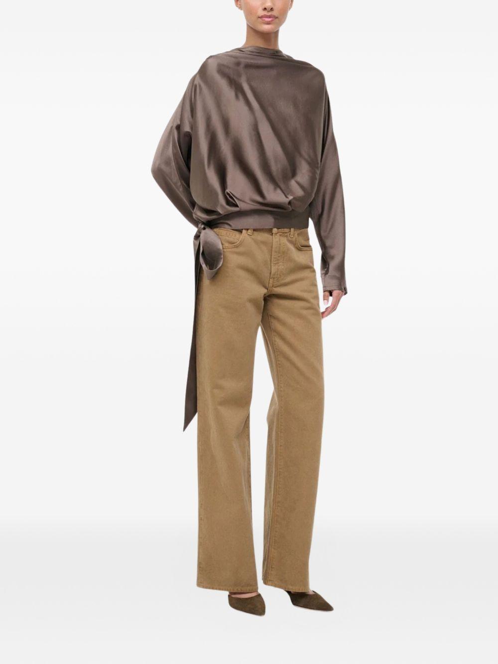 BLUSA Phoebe a maniche lunghe in seta in marrone Staud - donna 