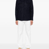 Giacca-camicia gessata in blu Eleventy - uomo 