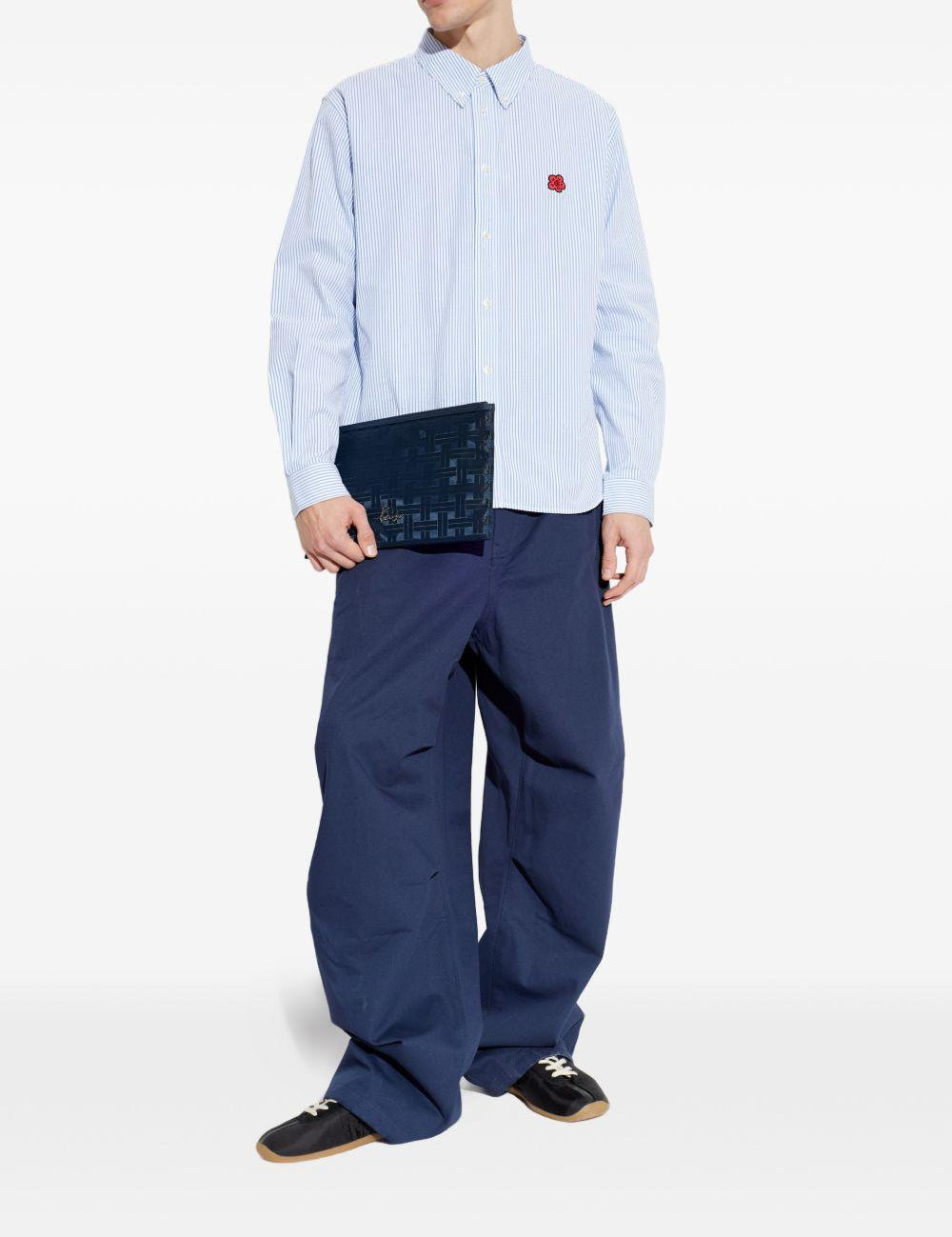 Camicia con logo a righe in azzurro Kenzo - uomo 