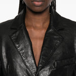 Blazer squadrato in pelle in nero Alexander wang - donna 