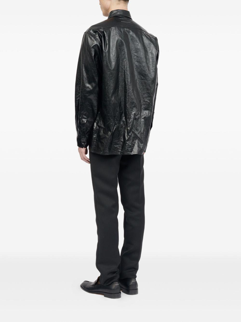 Camicia con finitura lucida in nero Mm6 maison margiela - uomo 