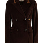 Blazer in velluto con colletto a contraso in marrone Marni - donna 