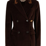 Blazer in velluto con colletto a contraso in marrone Marni - donna 