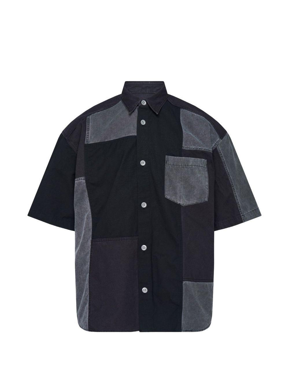 Camicia a maniche corte con design patchwork in nero Comme des garcons homme - uomo 