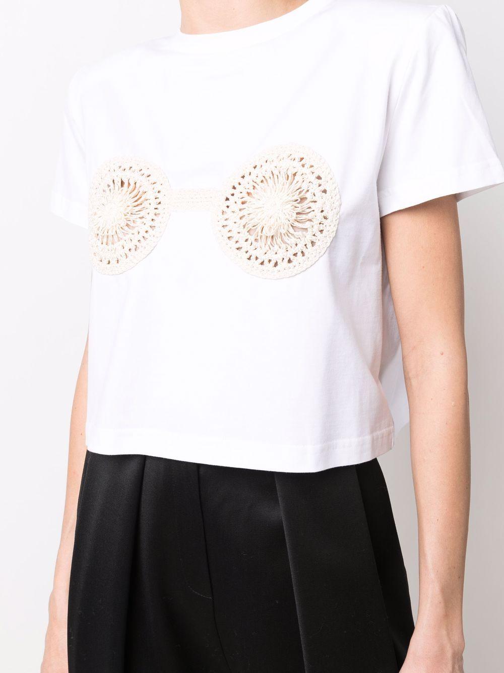 T-shirt con dettagli all'uncinetto in bianco - Magda butrym - donna 