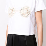 T-shirt con dettagli all'uncinetto in bianco - Magda butrym - donna 