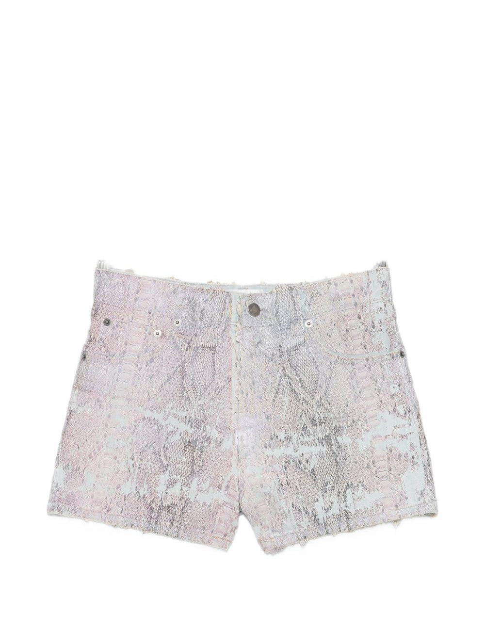 Pantaloncini in denim brit snake in blu e rosa Haikure - donna 