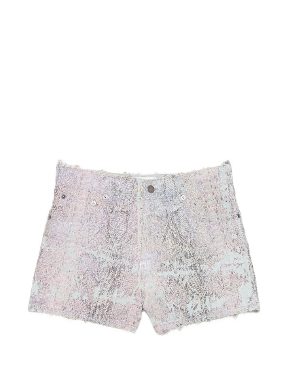 Pantaloncini in denim brit snake in blu e rosa Haikure - donna 