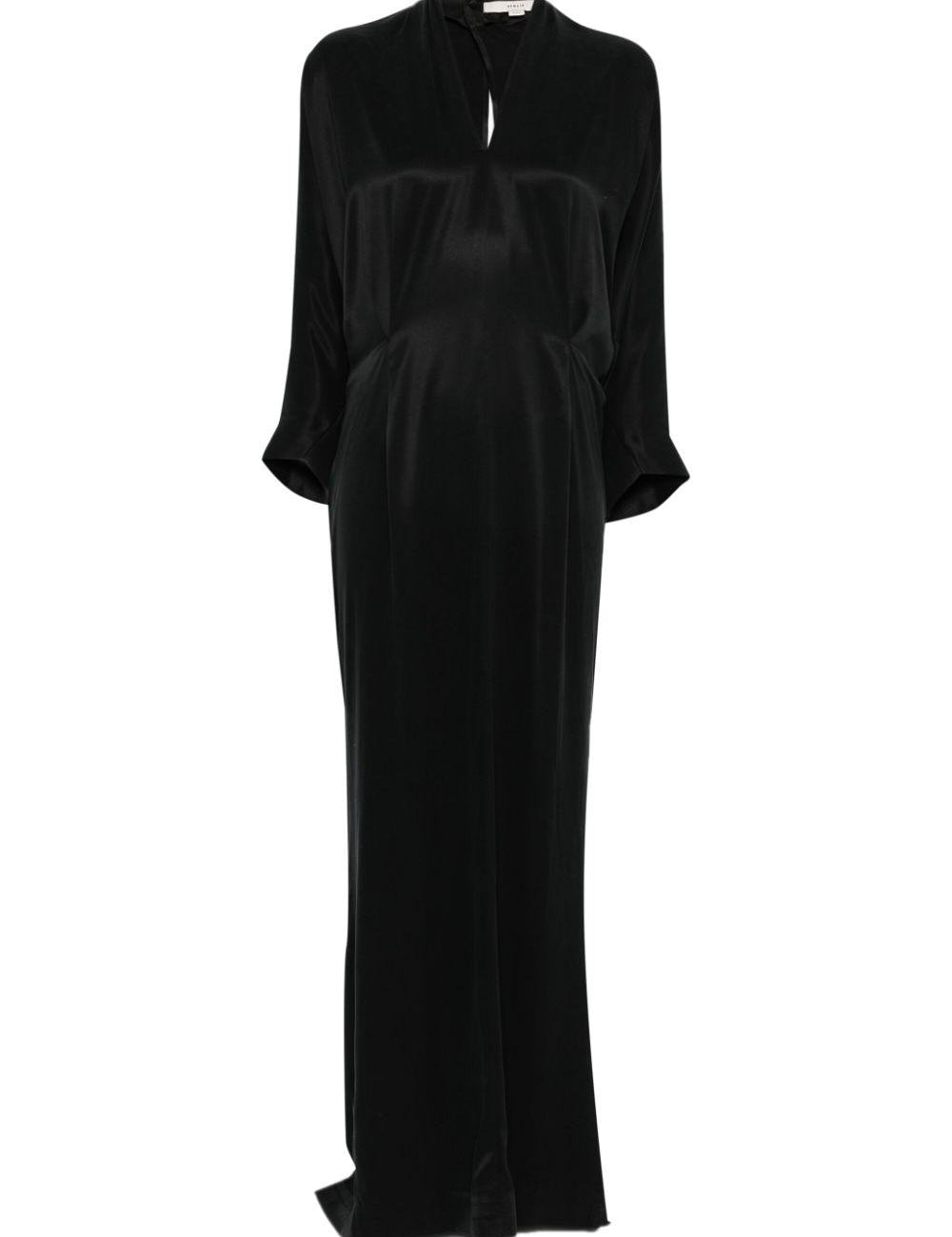 Abito lungo con finitura satinata in nero Remain - donna 
