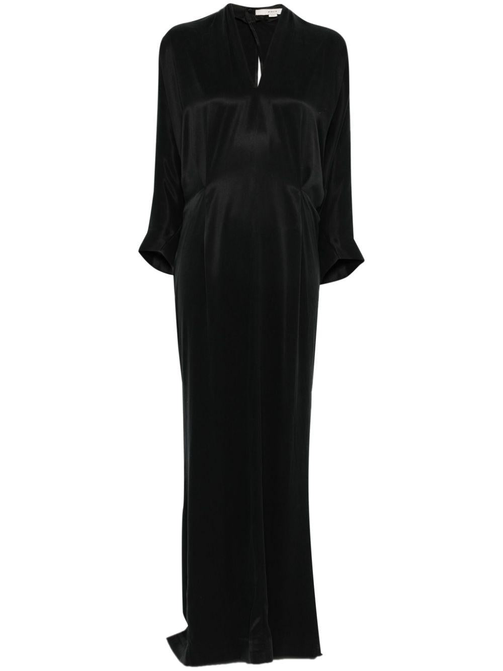 Abito lungo con finitura satinata in nero Remain - donna 