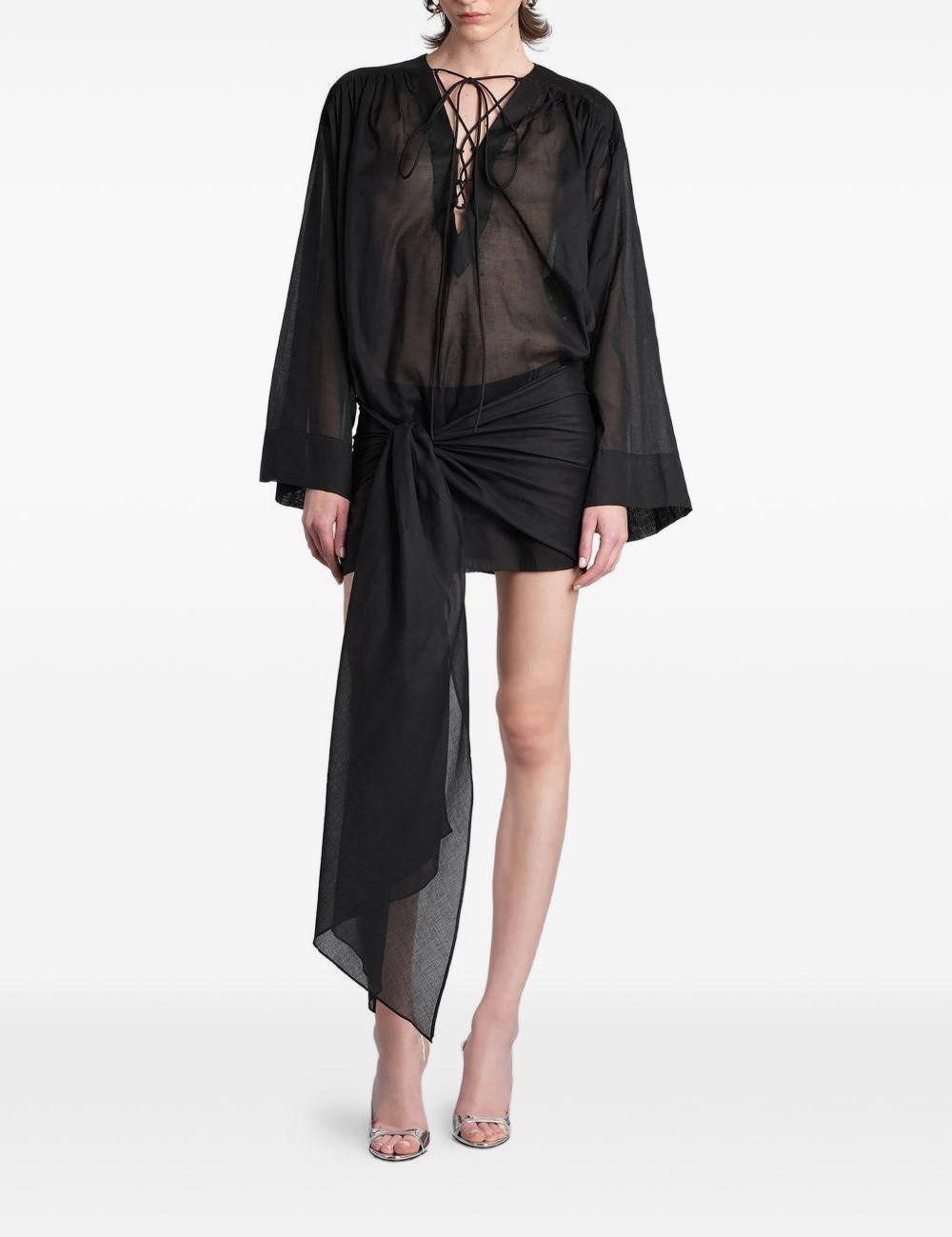 Abito mini indira con drapeggio in nero The andamane - donna 