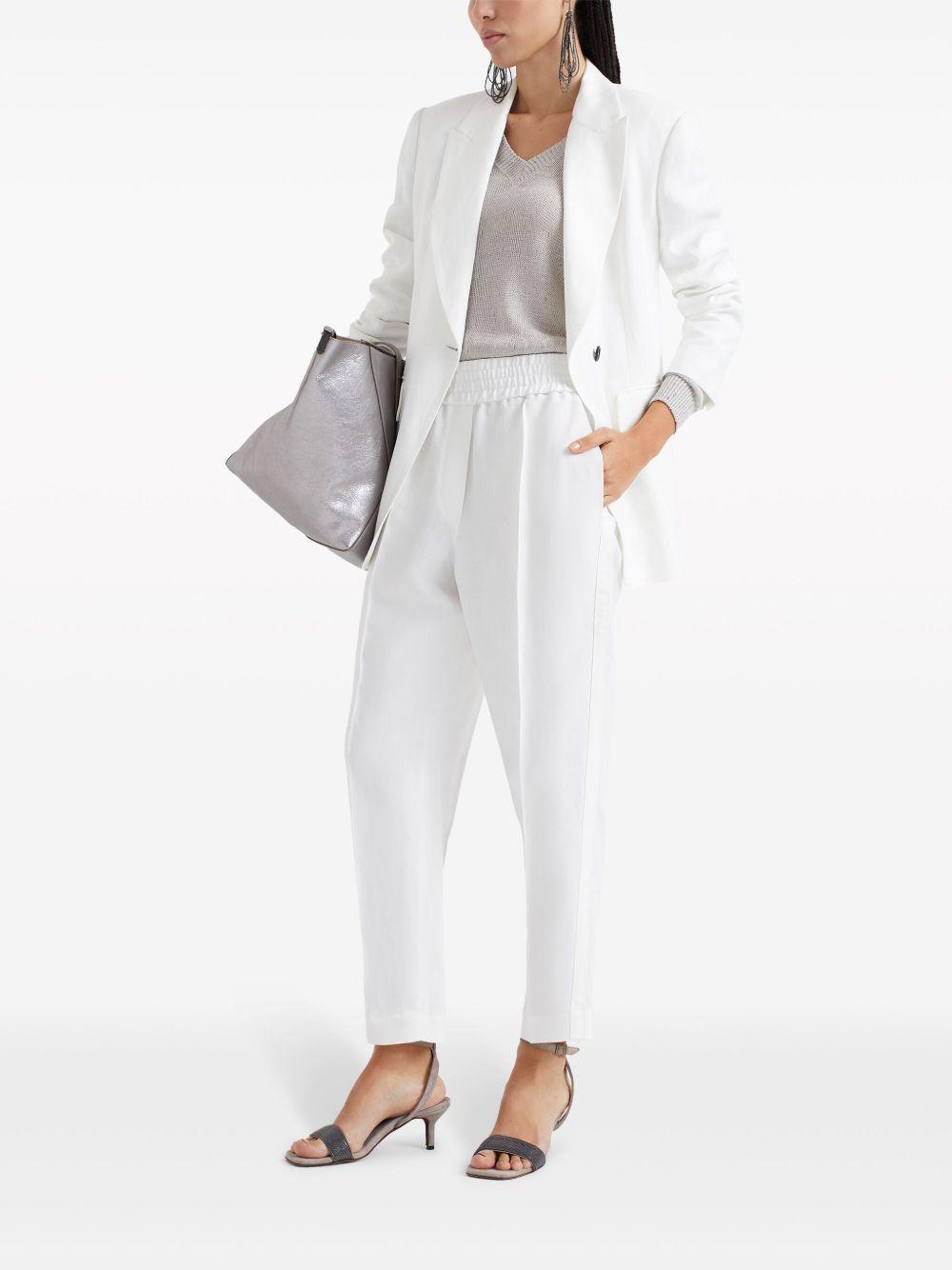 Pantaloni crop con dettaglio a righe in bianco Brunello cucinelli - donna 