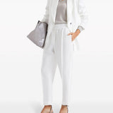 Pantaloni crop con dettaglio a righe in bianco Brunello cucinelli - donna 