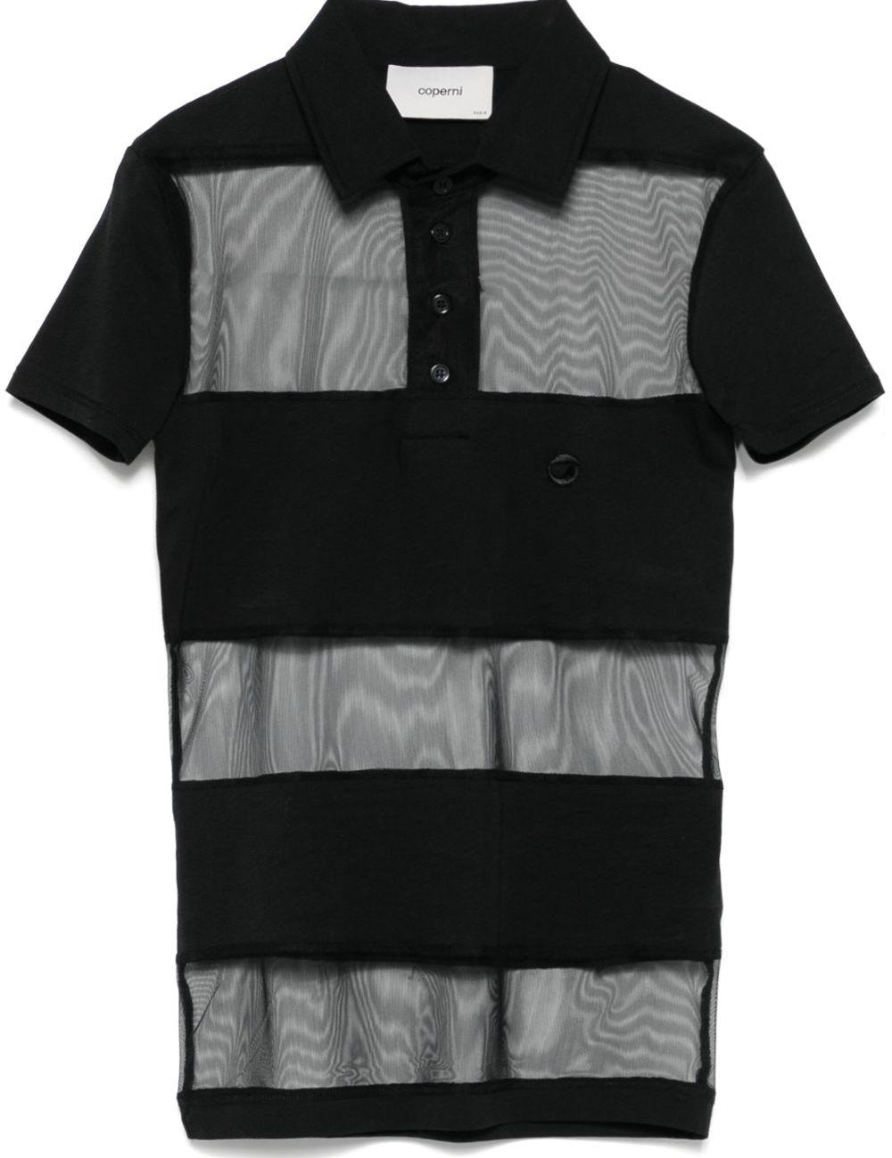Polo semi trasparente a righe in nero Coperni - donna 