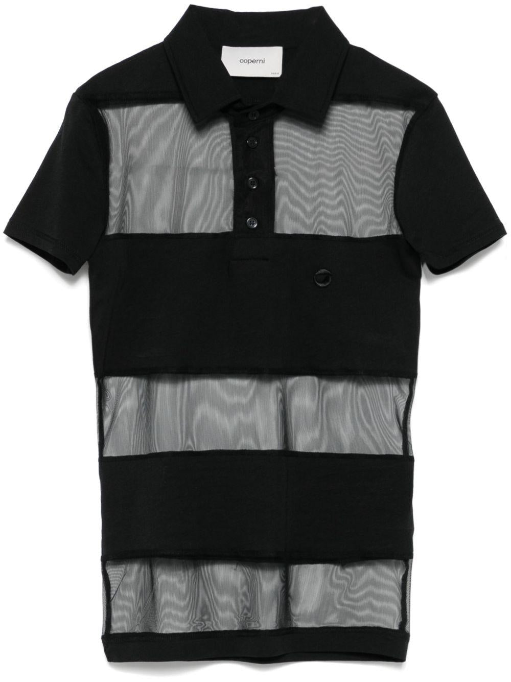 Polo semi trasparente a righe in nero Coperni - donna 