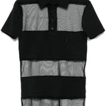 Polo semi trasparente a righe in nero Coperni - donna 