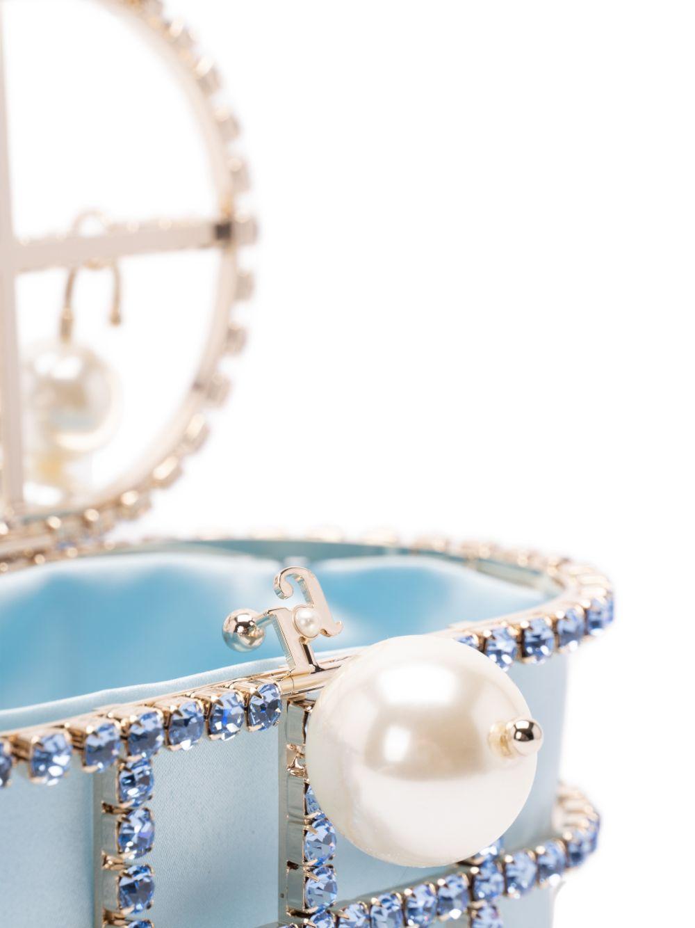 Borsa a mano con cristalli e perle holli in blu Rosantica - donna 