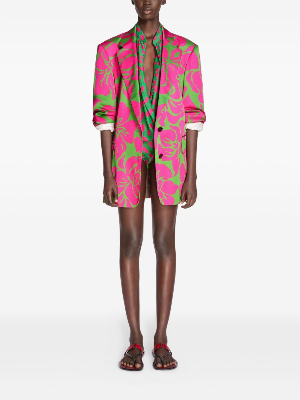 Blazer con stampa floreale bliss in verde e rosa Dries van noten - donna 