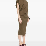 Abito midi asimmetrico drap in verde Jacquemus - donna 