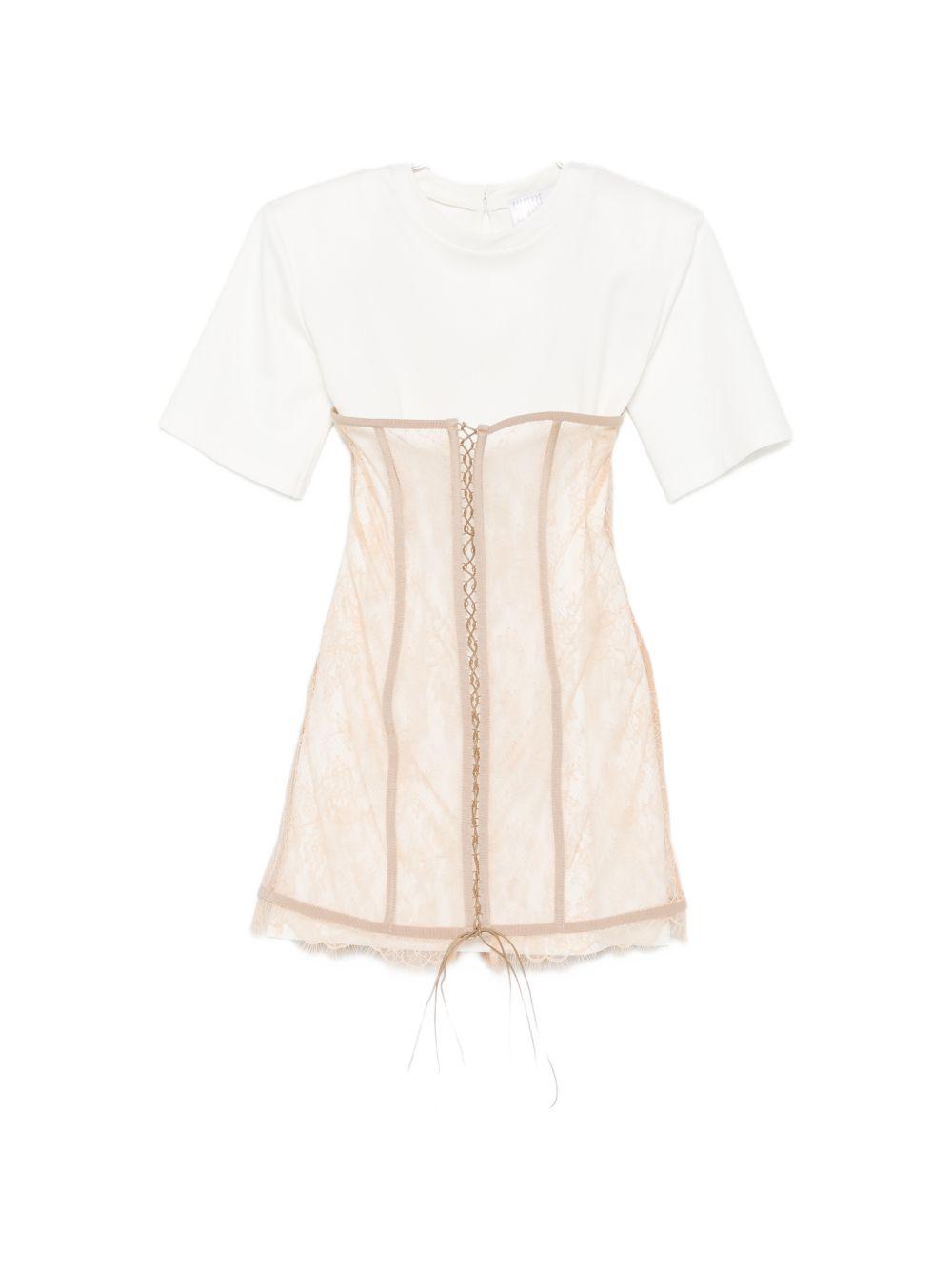 Abito mini con dettaglio pizzo in bianco e rosa Giuseppe Di Morabito - donna 
