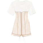 Abito mini con dettaglio pizzo in bianco e rosa Giuseppe Di Morabito - donna 