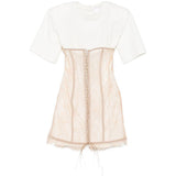 Abito mini con dettaglio pizzo in bianco e rosa Giuseppe Di Morabito - donna 