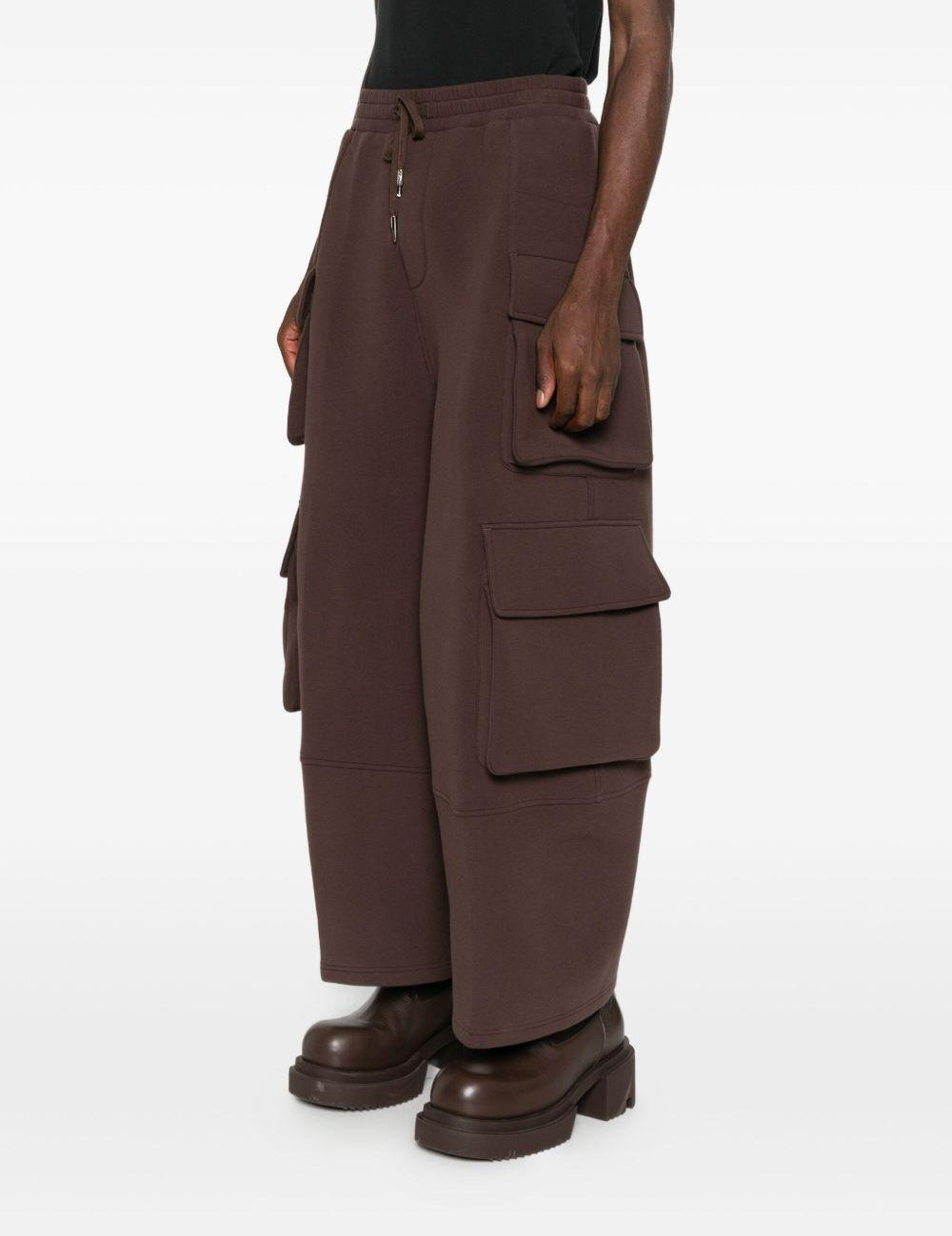 Pantaloni cargo con coulisse in marrone Feng Chen Wang - uomo 