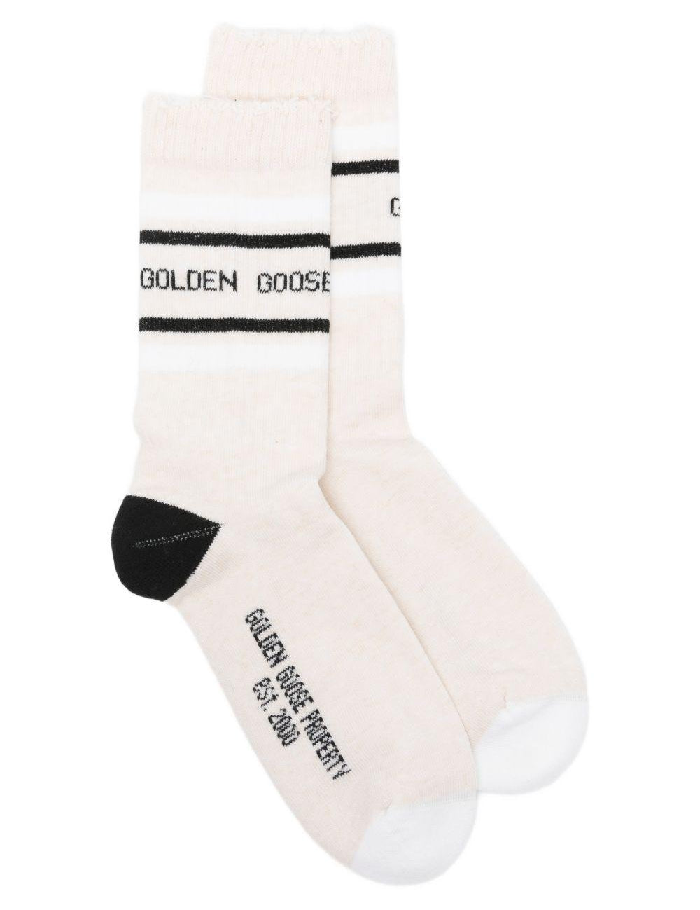 Calzini con logo a strisce in bianco Golden goose - uomo 