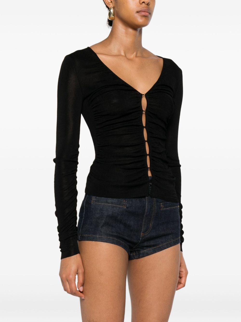 Top con bottoni frontali e dettaglio ruches in nero Self-portrait - donna 