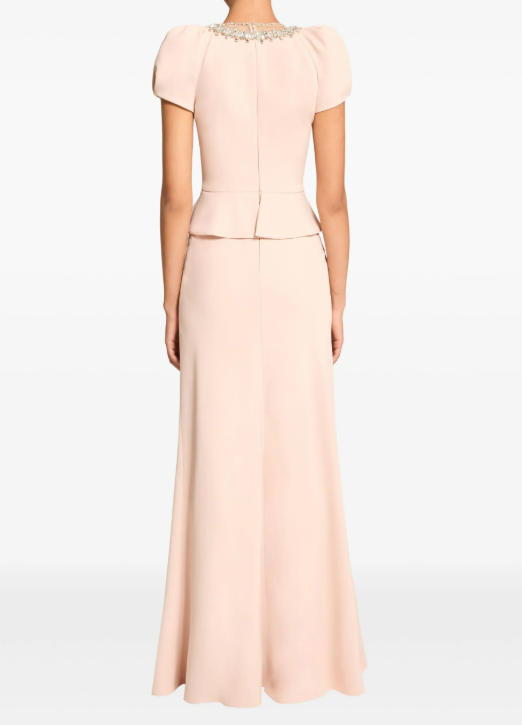 Abito lungo nocturne con cristalli in rosa Jenny packham - donna 