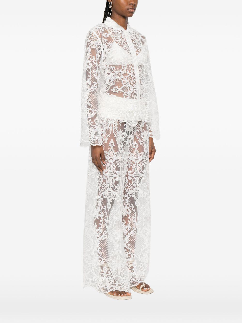 Giacca in pizzo con zip in bianco Maurizio - donna 