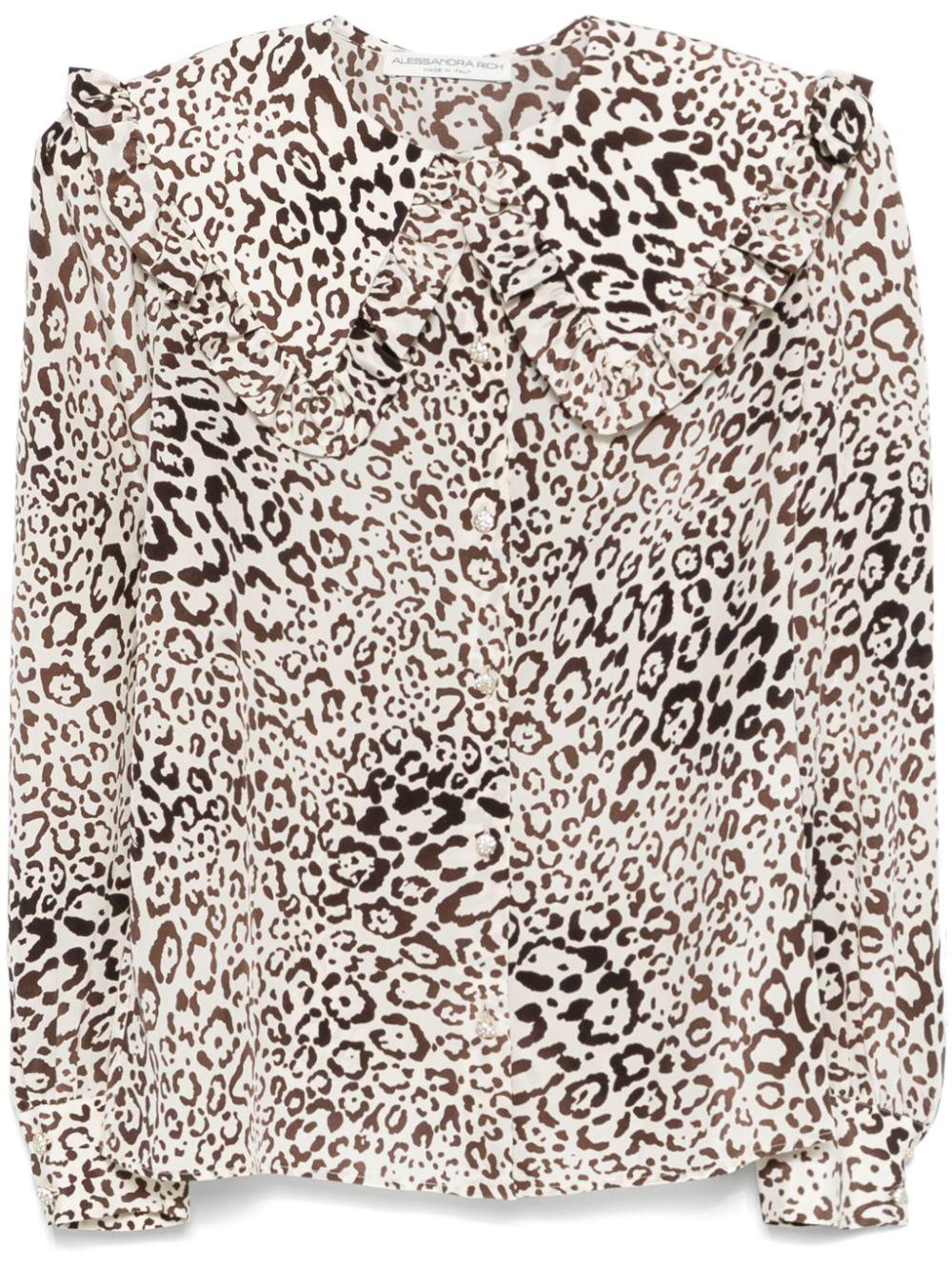 Blusa in seta con stampa leopardata in beige Alessandra rich - donna 
