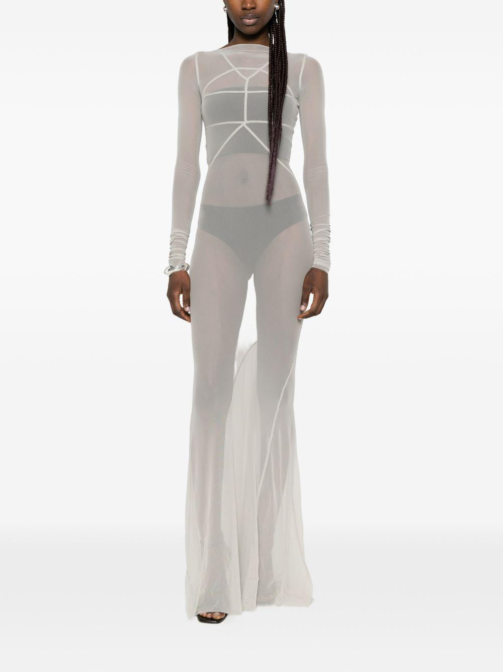 Abito maxi a pannelli temple in grigio Rick Owens - donna 