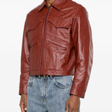 Giacca in pelle leota in rosso Second layer - uomo 