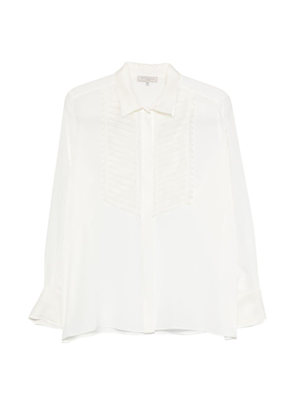 Camicia a maniche lunghe con balza a pieghe in bianco Antonelli - donna 