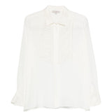 Camicia a maniche lunghe con balza a pieghe in bianco Antonelli - donna 